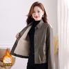Womens PU Leather Biker Jacket With Lapel Collar Loose Fit Short Coat Winter 2026