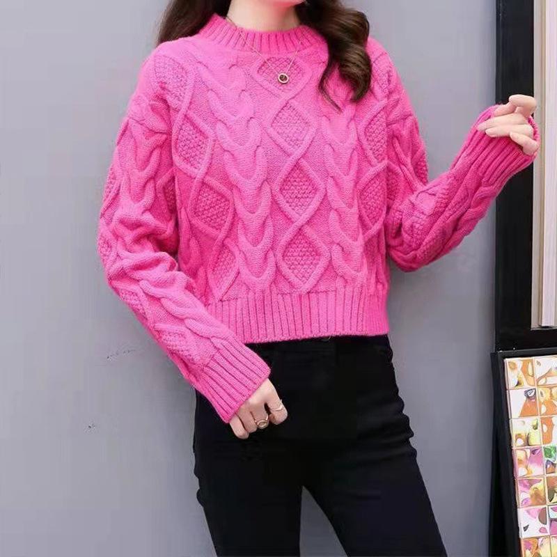 Thick Wool Twist Knitted Sweater Pullover Autumn and Winter Small Bottom Knitted Sweater Women
