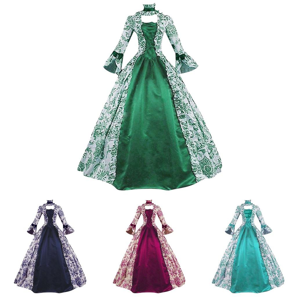 Vintage Floral Print Maxi Dress Off Shoulder U Neck High Waist Tiered Sleeves Bohemian Gown