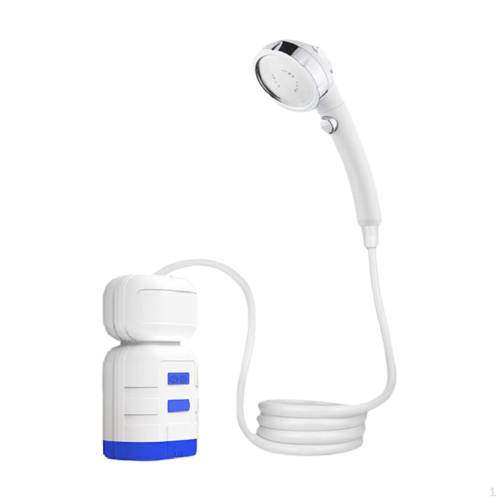 

Camping Shower for Outdoor Use, Portable Pump with Light Function Blue and White