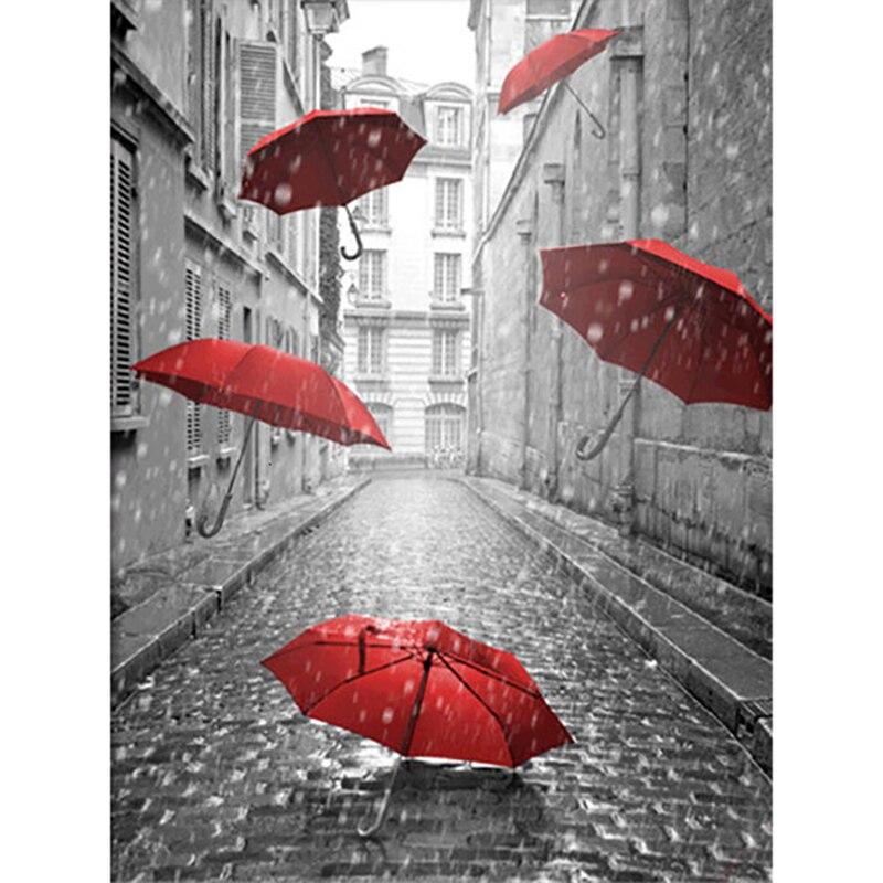 

5D алмазная живопись черный и белый красный вид на улицу Алмазная вышивка картины горный хрусталь полная круглая Алмазная мозаика подарок Full Round 30x40cm