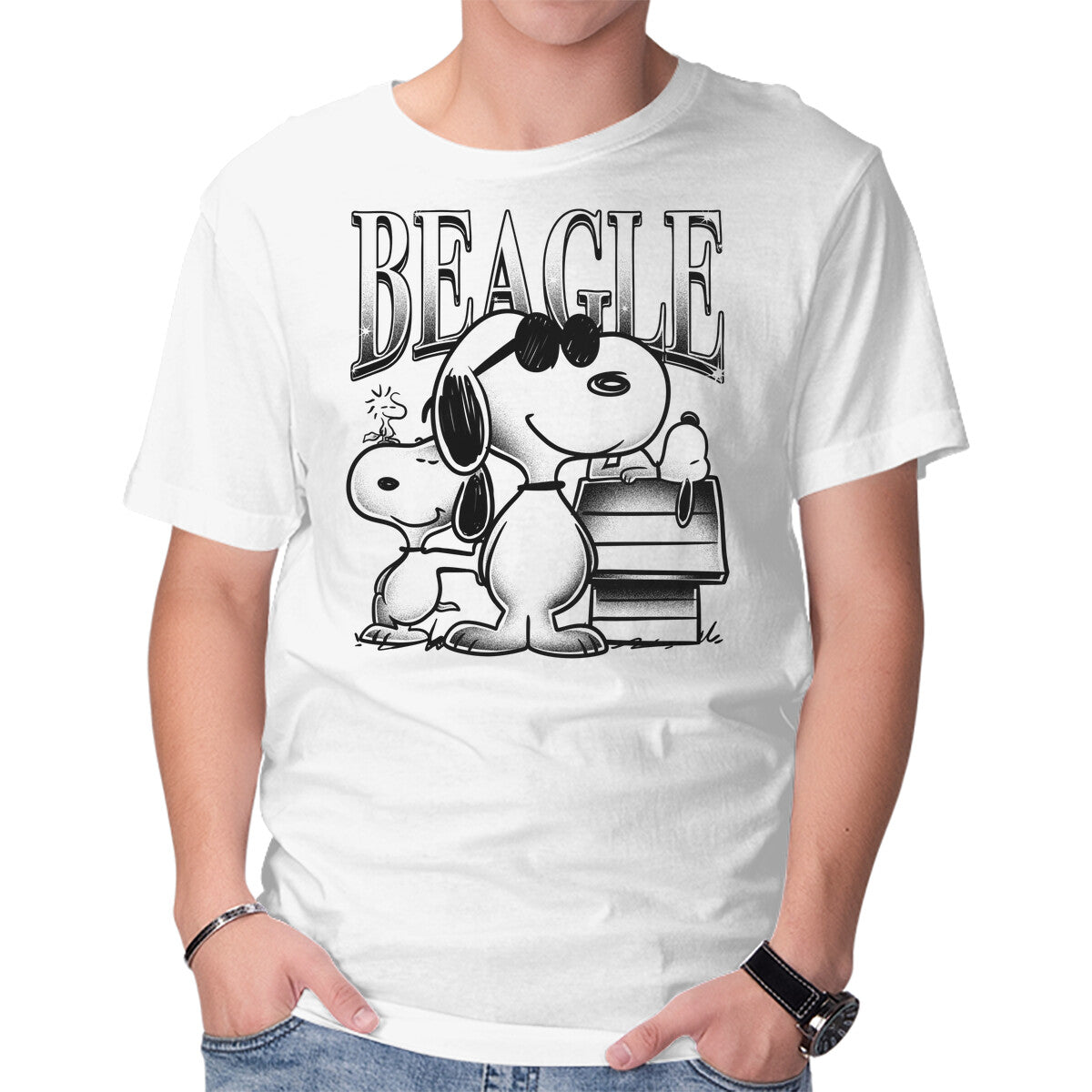 Unisex Crew Neck T-Shirt Bootleg Beagle Graphic Short Sleeve Casual Tee XL