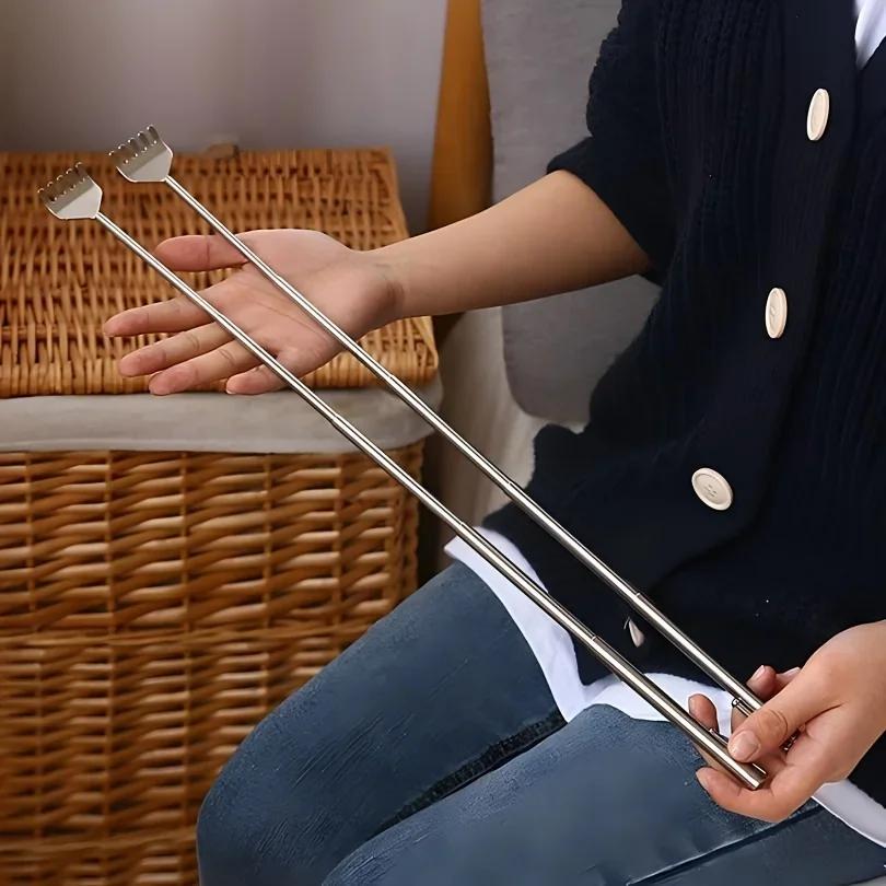 Stainless Steel Telescopic Itching and Scratching Device for The Back, Comfortable and Durable, Compact and Portable