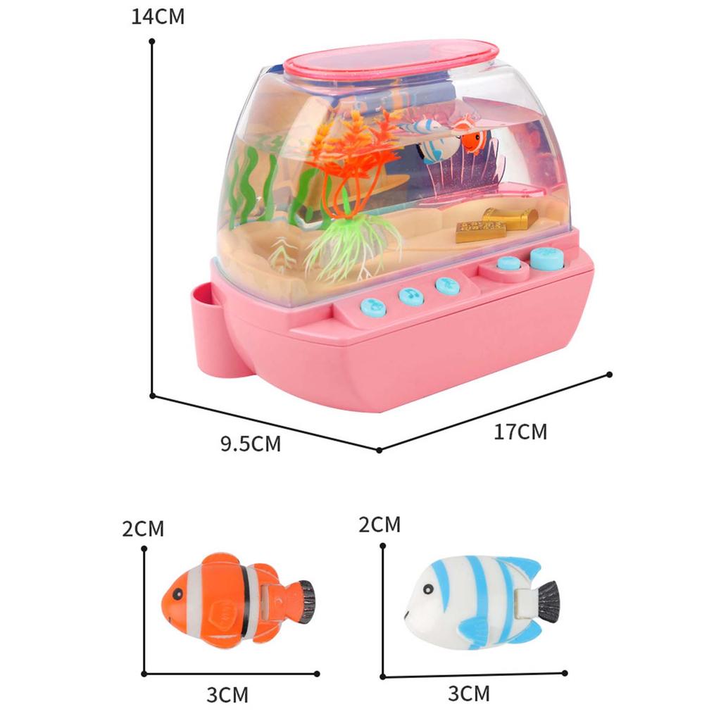 Children's Creative Artificial Aquarium Toys, Mini Simulated Fish Tank, Cartoon, With Music and LED Lights, Educational