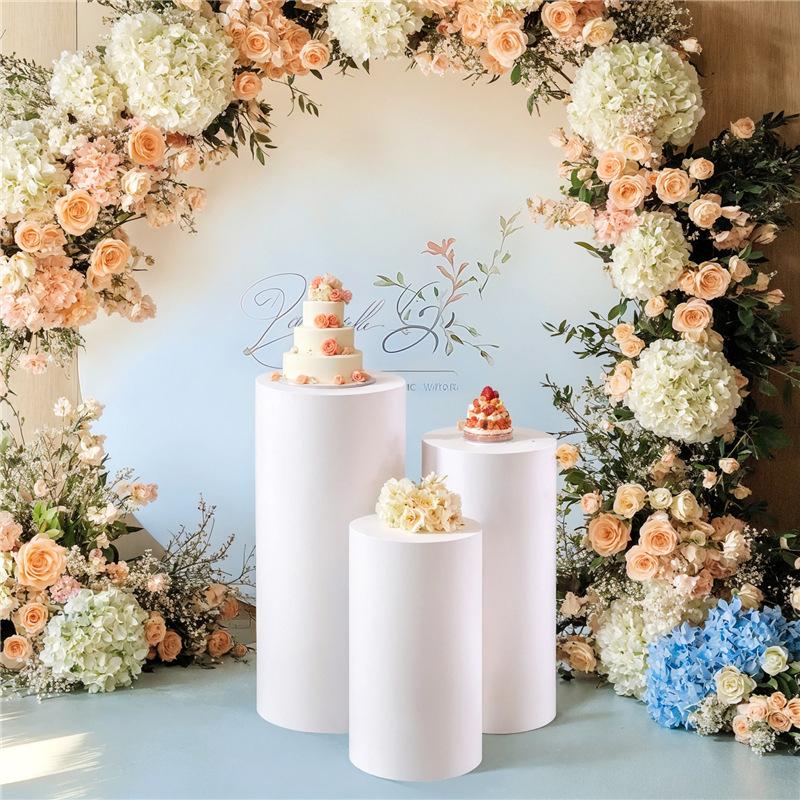 3Pcs Cylinder Plinth Stand Covers Dessert Tables Cloth Pedestal Covers For Wedding Thanksgiving Birthday Party Decoration