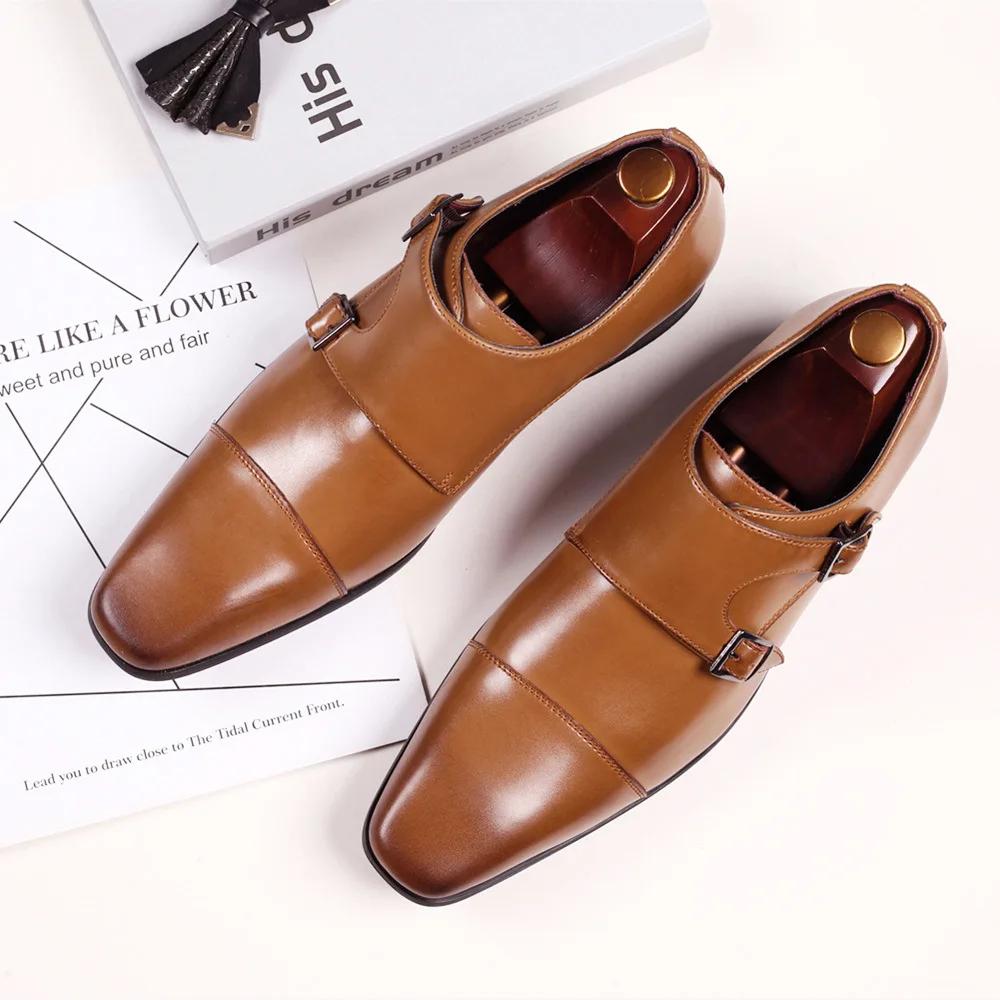 Fashion Classic Monk Shoes for Men Luxury Brand Design Wedding Shoes for Male Plus Size Men Business Office Leather Shoes for Men