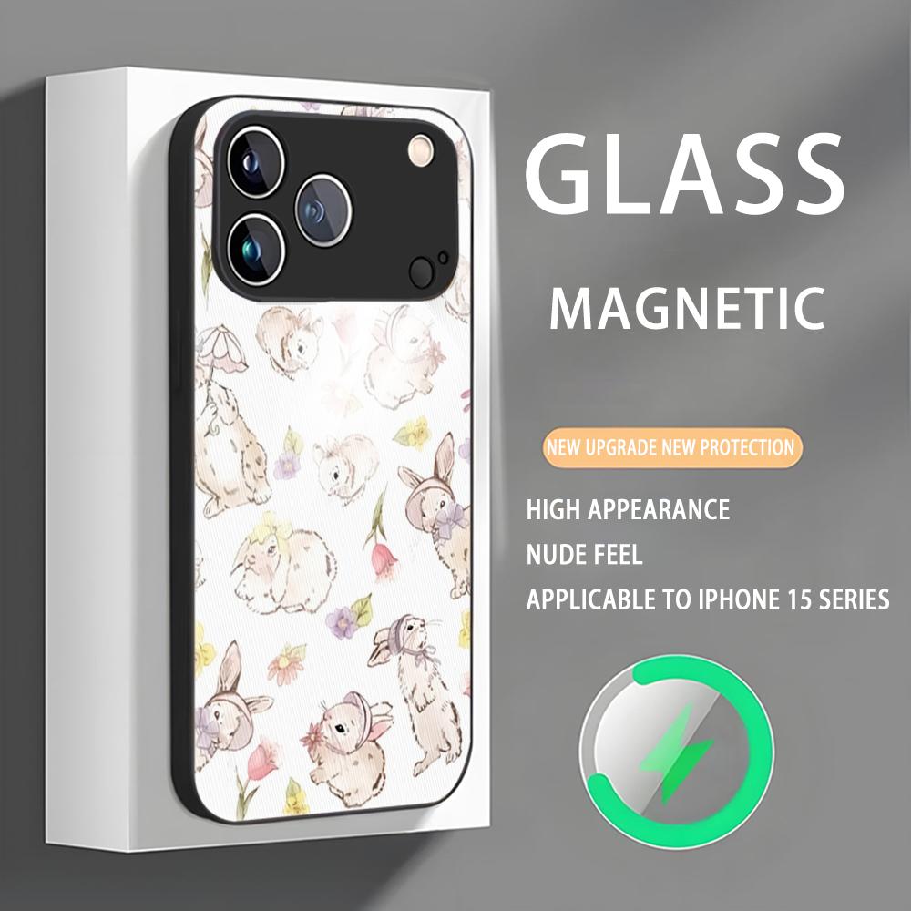 

WILDFLOWER CASES Чехол для телефона Для iPhone 17 16 e 15 14 13 12 11 X XR XS Plus Mini Pro Max Стеклянный Магнитный Чехол iPhone 14