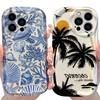 Sunset Coconut Tree Case for iPhone 17 Air 16 E 15 14 Plus 13 12 Mini 11 Pro Max Liquid Silicone Shockproof Soft Covers Funda