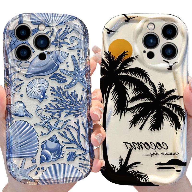 Sunset Coconut Tree Case for iPhone 17 Air 16 E 15 14 Plus 13 12 Mini 11 Pro Max Liquid Silicone Shockproof Soft Covers Funda