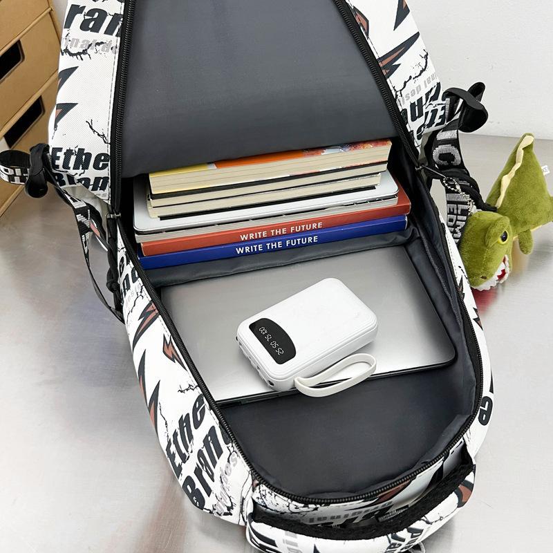 Schoolbag Japanese ins Street Lightning Personality Graffiti Backpack Trendy Cool Handsome Teen Boys Strong Durable Backpack