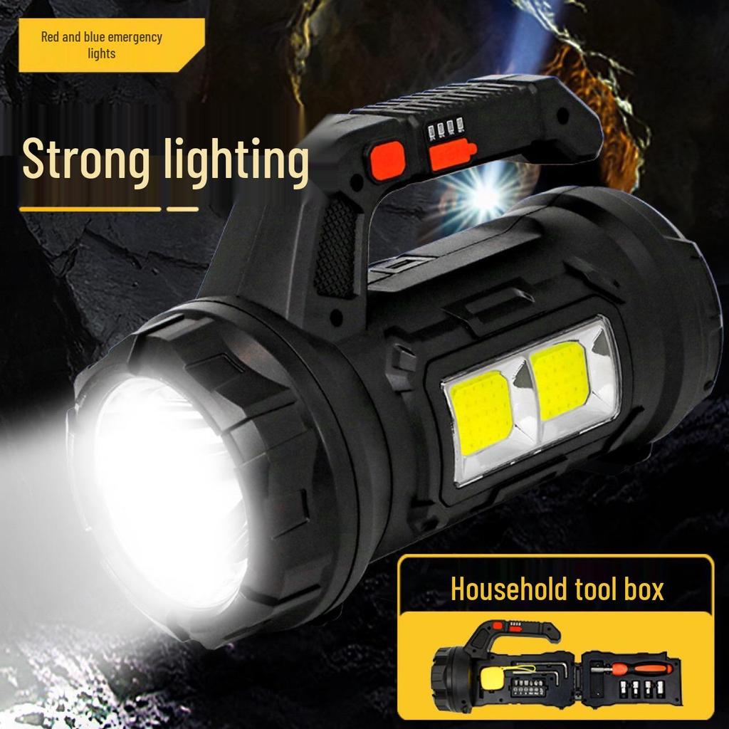 Cross-border Outdoor Multifunctional Flashlight: Long Battery, Long Range, Rechargeable, High Power Portable Handheld Light with Tools.