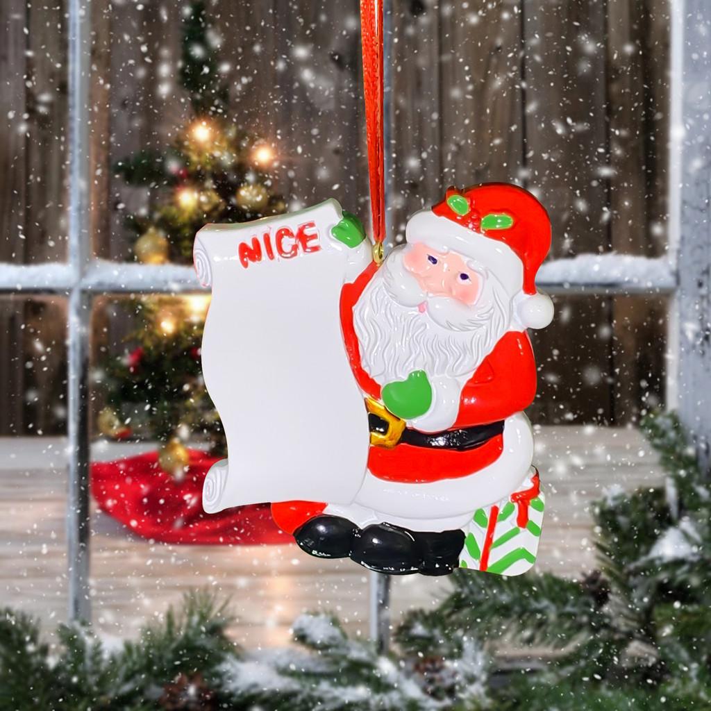 Santa Claus Vibrant Letter Gift Blessing Resin Hanging Ornament For Rustic Christmas Style