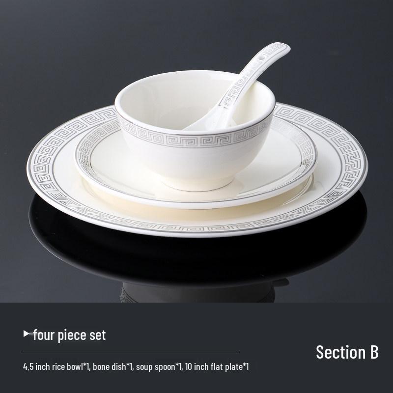 Luxury Ceramic Tableware Set - 4-Piece High-End Bowls, Plates & Dishes for Hotels & Restaurants