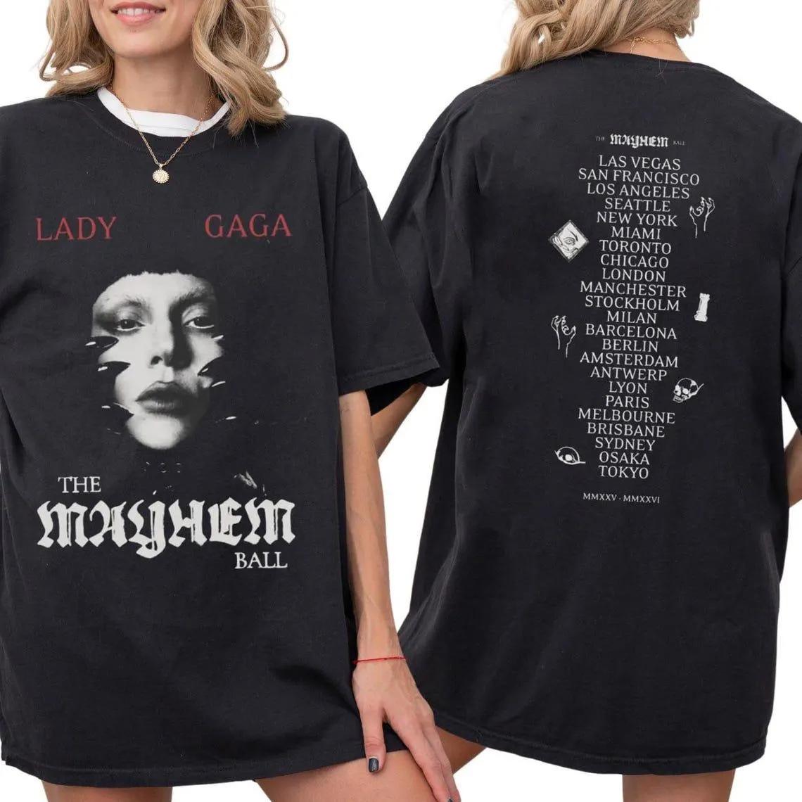 

Футболка Lady Gaga Mayhem Ball Tour Вінтажна Мода Жіноча Бавовняна Футболка Оверсайз Футболка з Круглим Вирізом Хараджуку Y2k Топи Чоловічий Одяг 4XL