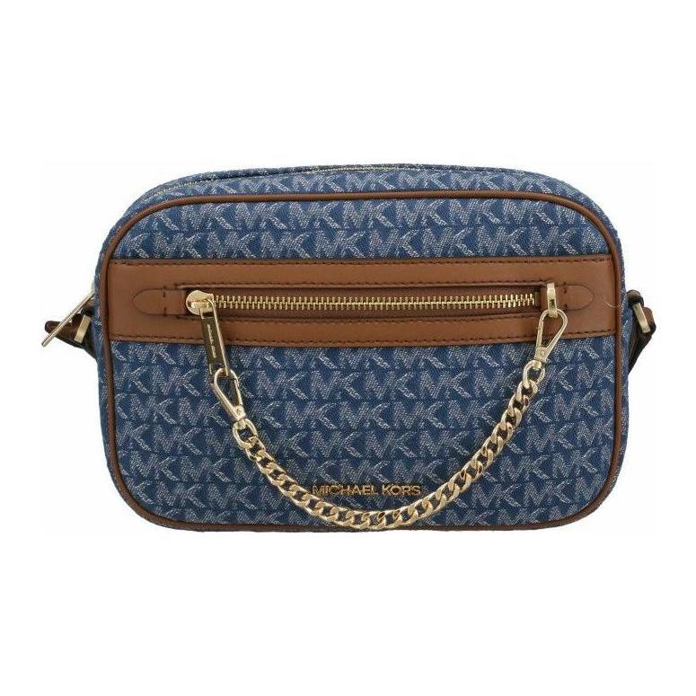 New MICHAEL KORS Jet Set Cotton Camera Bag Shoulder Bag Crossbody Bag Women's Blue 35F2GTTC9J-DENIM-MULTI