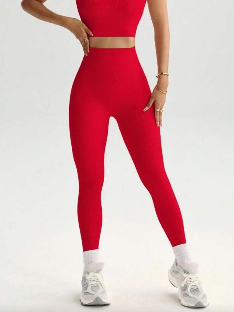 Modern Multi-color High-Waist Ribbed Yoga Pants: Elastic, Slimming, Quick-Dry, Skin-Friendly Sports Base Layer