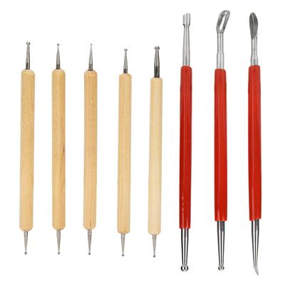 Set 8 Pezzi Fai da Te Artigianato in Pelle Stiletti per Intaglio Strumento Cucchiaio Doppia Testa Punta Trapano Penna Kit Set