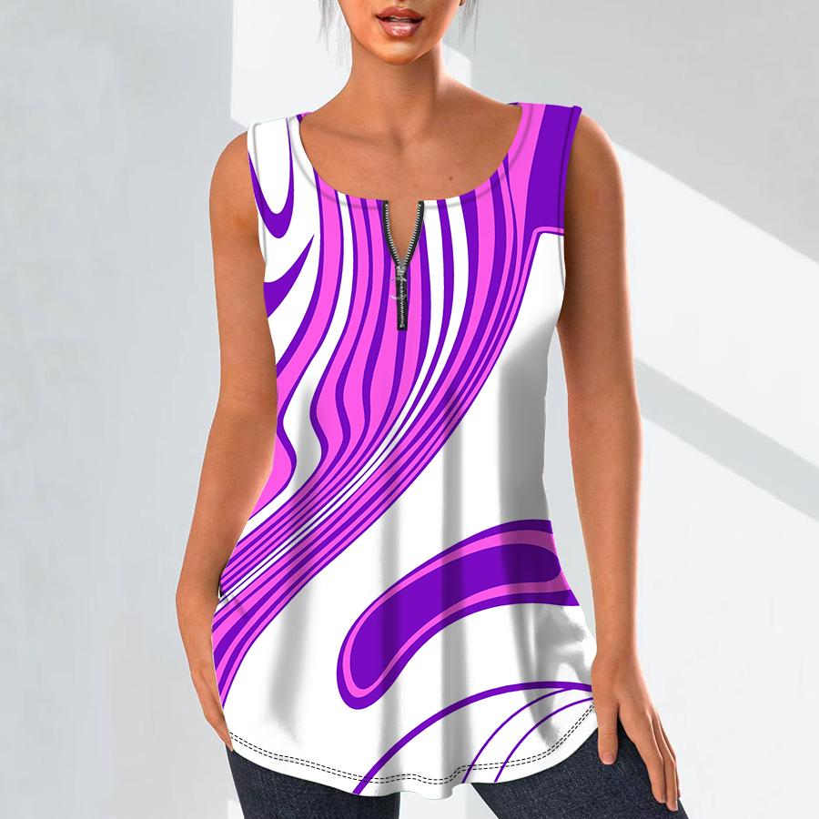 Dámská móda Košile s výstřihem do V Ležérní topy Tričko Dámské 3D svěží barevné schéma Potisk Vesta Halenka velké velikosti bez rukávů Tílka