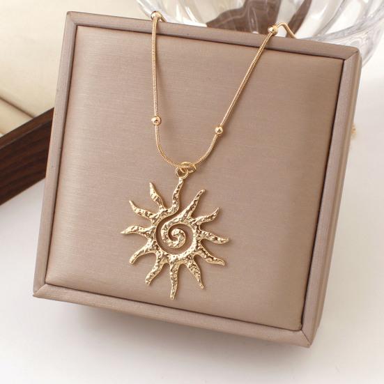 Spiral Sun Pendant Necklace Titanium Steel Vintage Necklace Bohemian Sun Charm Necklace Prom Birthday Jewelry for Her