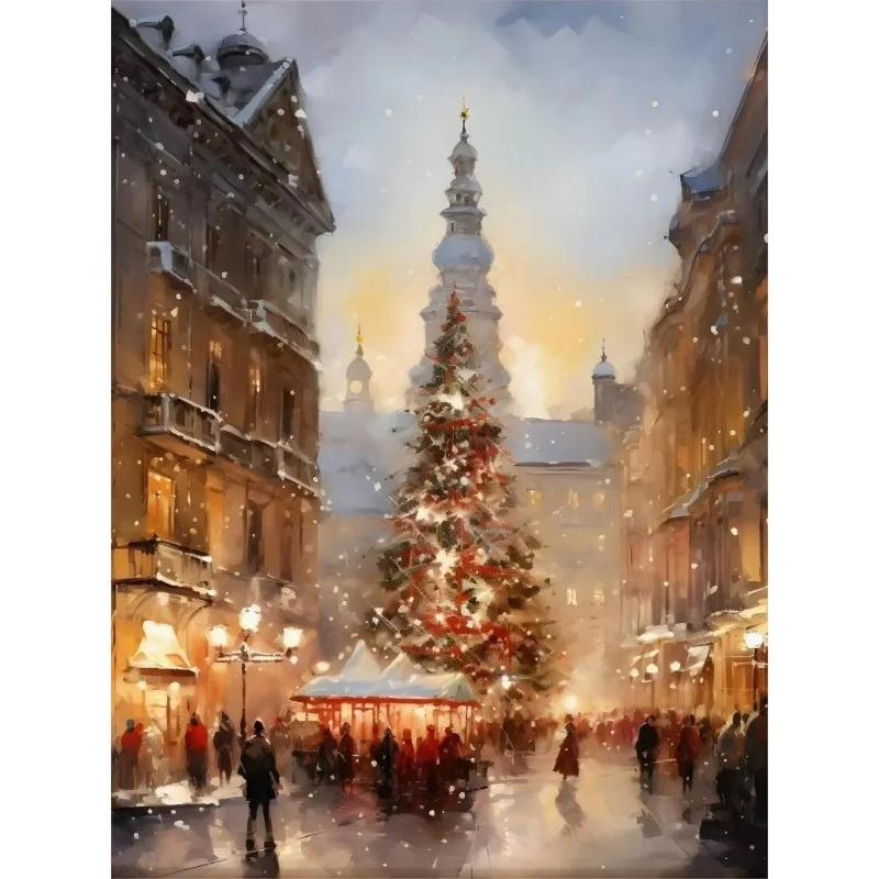 Retro Weihnachts-Wandkunst Leinwandbild Winter Weihnachtsmann Elch Schneemann Baum Geschenke Heimdekoration