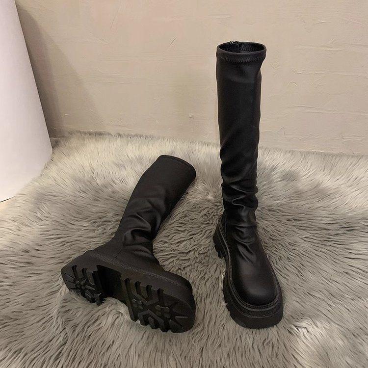 2025 Women's Knee-High Thick Sole Boots - Slimming, Over-the-Knee, Mid-Calf High-Top Autumn Design