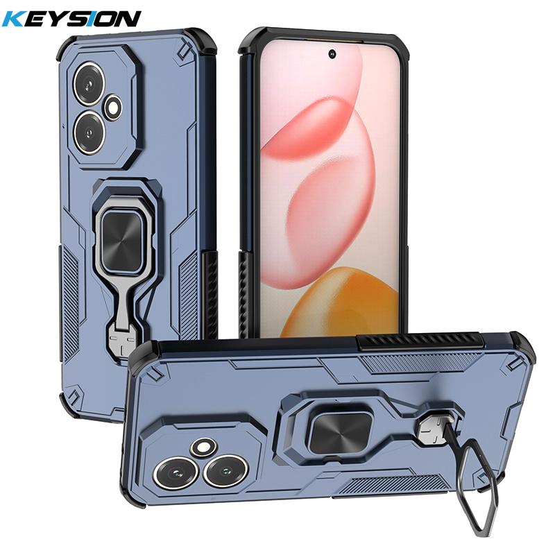 KEYSION Shockproof Armor Case for HONOR 400 Pro 5G Silicone+PC Upright Metal Live Ring Stand Phone Cover for Huawei Honor 400 5G