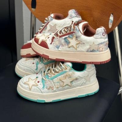 New Niche Shoes Denim Blue Star Board Shoes Women's Height Increase Casual Versatile Breathable National Tide Shoes Sports Board Shoes