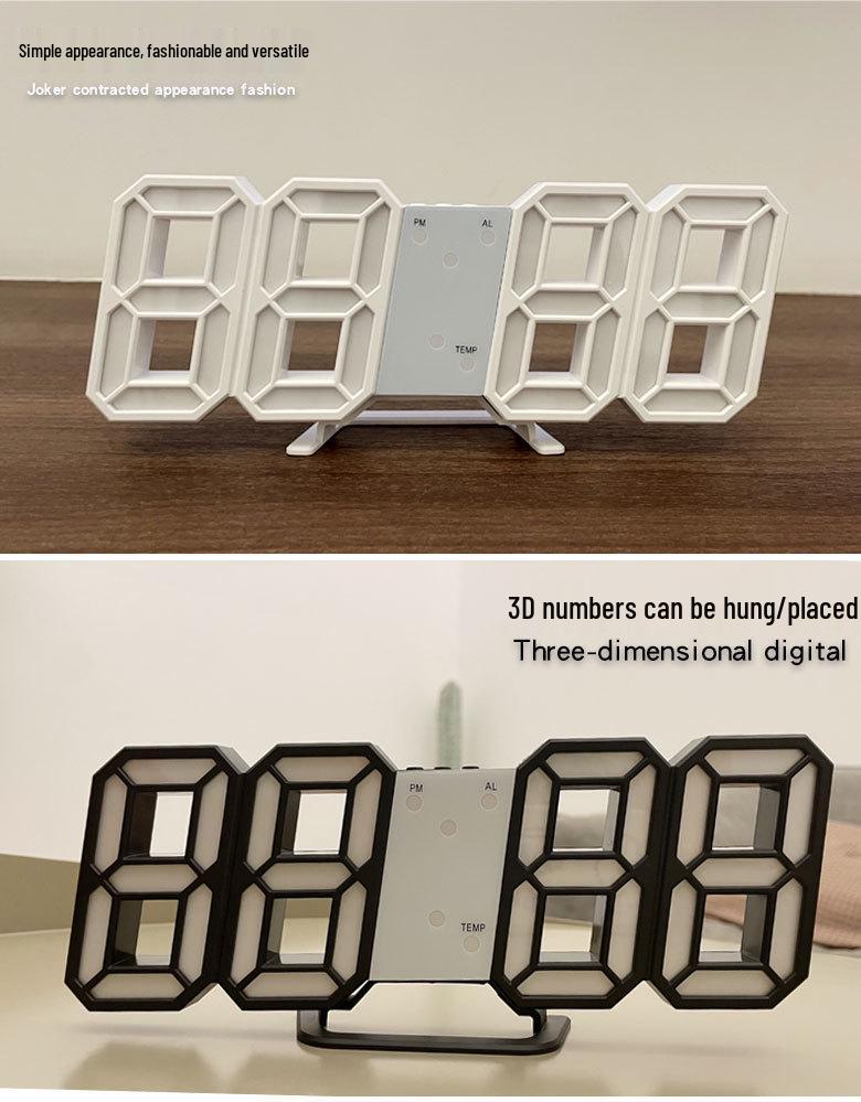 Luxury 3D LED Digital Wall & Desktop Clock - Luminous Alarm for Living Room