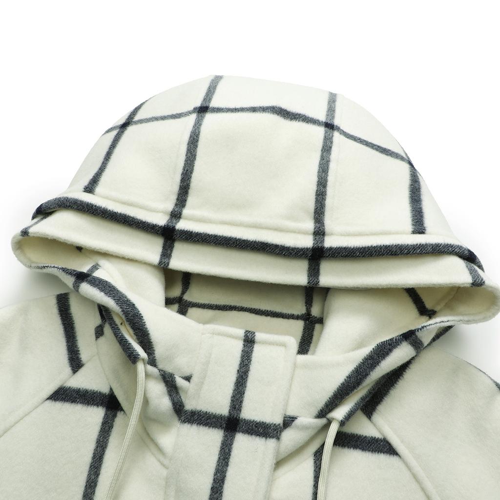 Fila Color Block Plaid Hooded Jacket Women Jackets Milk-White F11W144708F-IV