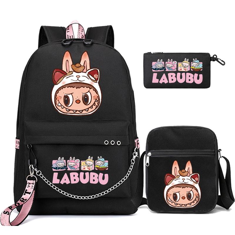3Pcs/set Cute Printed Backpack Shoulder Bag Pencil Bag Children Girl Mokoko Schoolbag Student Kawaii Bookbag Travel Bag