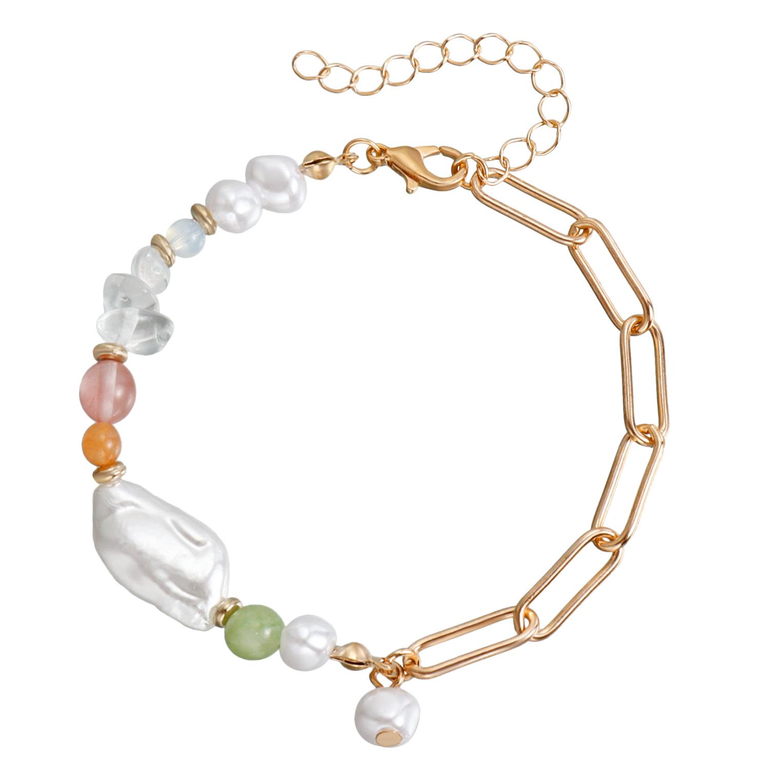 

European and American jewelry, light luxury color beaded necklace, fashionable imitation pearl splicing chain necklace set