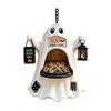 Durable Resin Bird Feeder Halloween Ghost Feeder, Outdoor Hanging Big Mouth Wild Feeding Spooky Yard Decor Station, Statue for Outside Garden Backyard