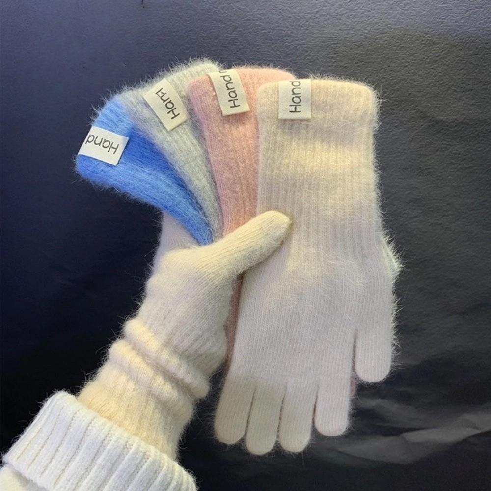 Full Finger Touch Screen Knitted Gloves Candy Colors Warm Riding Gloves  Men and Women