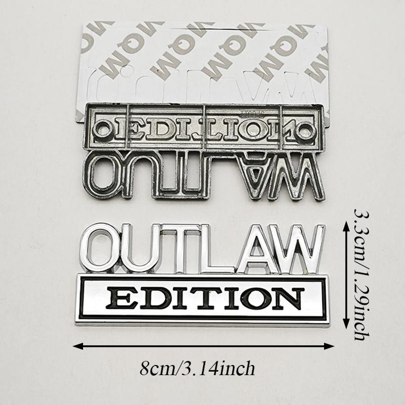 3D Metal OUTLAW EDITION Emblem Sticker Badge Fender Funny Decals Car Truck Replacement Door Decoration for Universal Car SUV