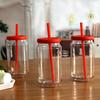 Beer Mug Can-Shaped Tritan Cup with Silicone Lid 12oz Portable Reusable Drinking Glass for Soda Juice Cocktails