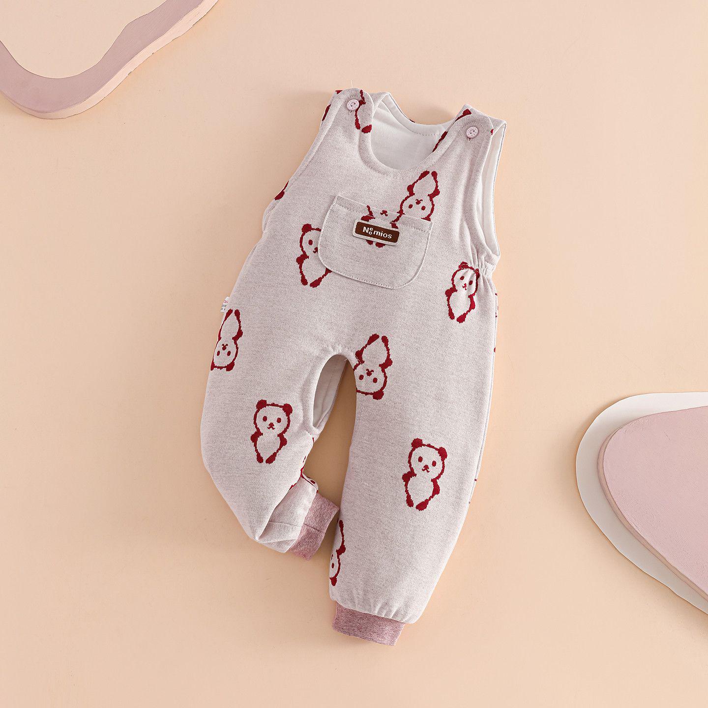 

Baby Boys Autumn/Winter Overalls, Open Crotch, Padded with 180g Thick Cotton, Warm Infant Winter Outerwear Pants Size 100 (20-28 lbs)