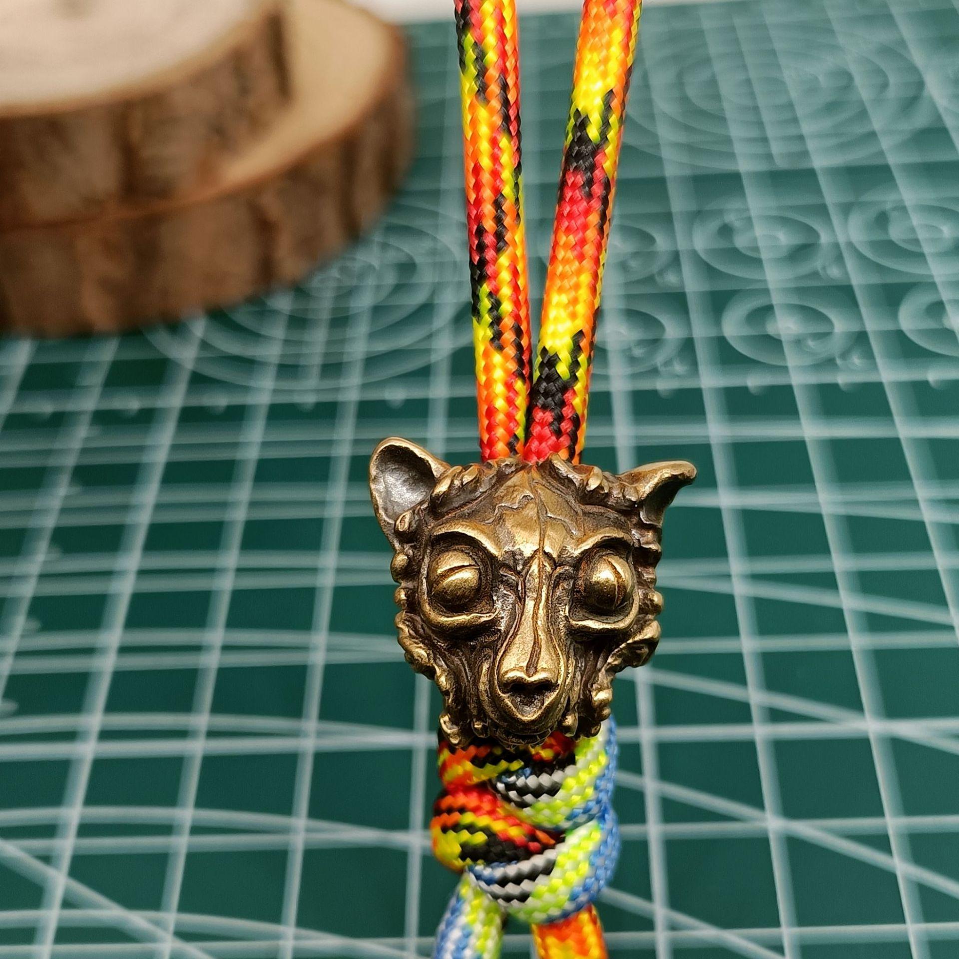 Chinese Style Nether Cat EDC Pendant: Paracord, Flashlight, Keychain, DIY Handmade Metal.