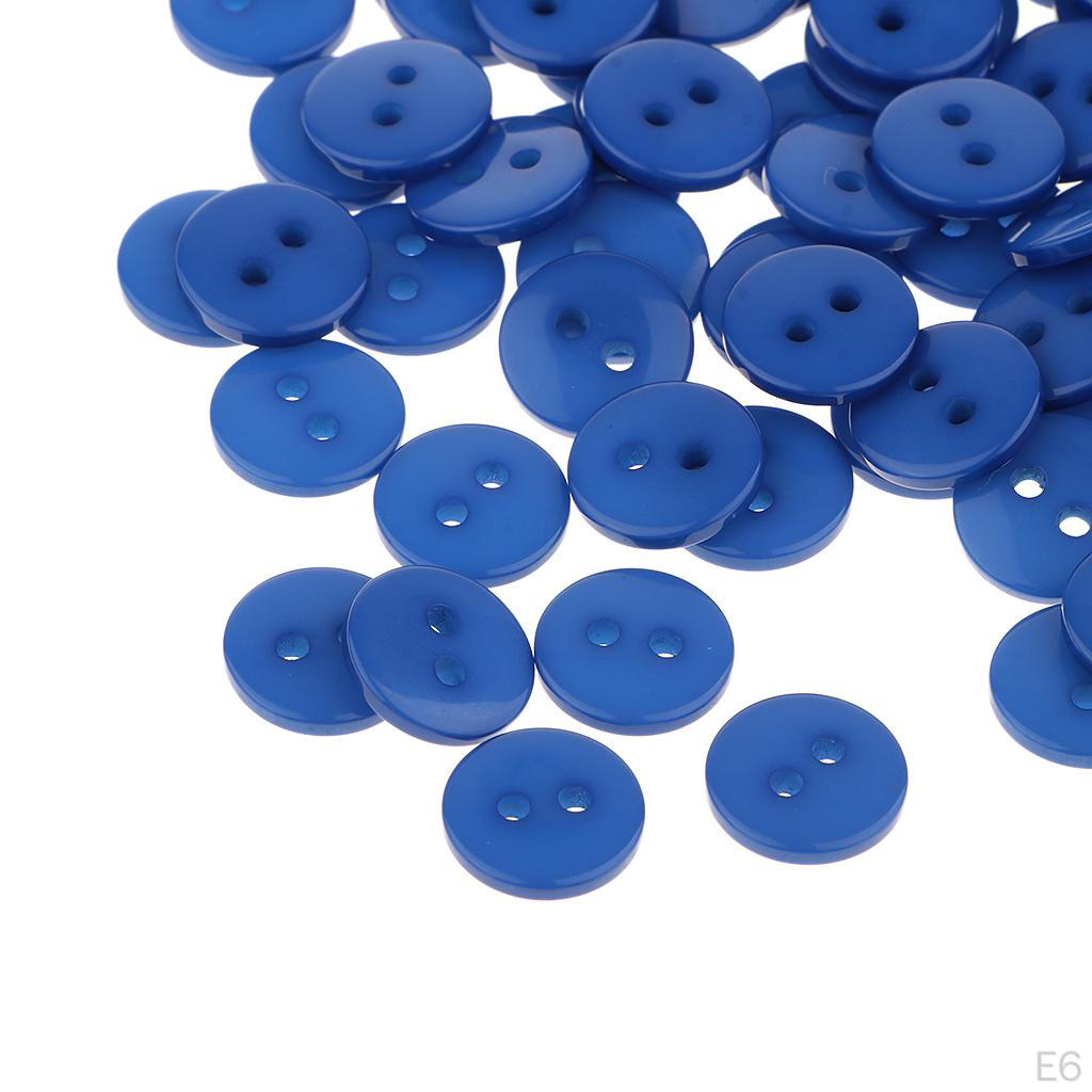 100 Bottoni Piatto in Resina a 2 Fori da 1 Cm per Artigianato
