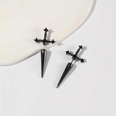 1 paio di Orecchini a Bottone Pugnale Gotico Retrò con Decorazioni in Cristallo Artificiale, Fantastici Regali per le Feste di Halloween