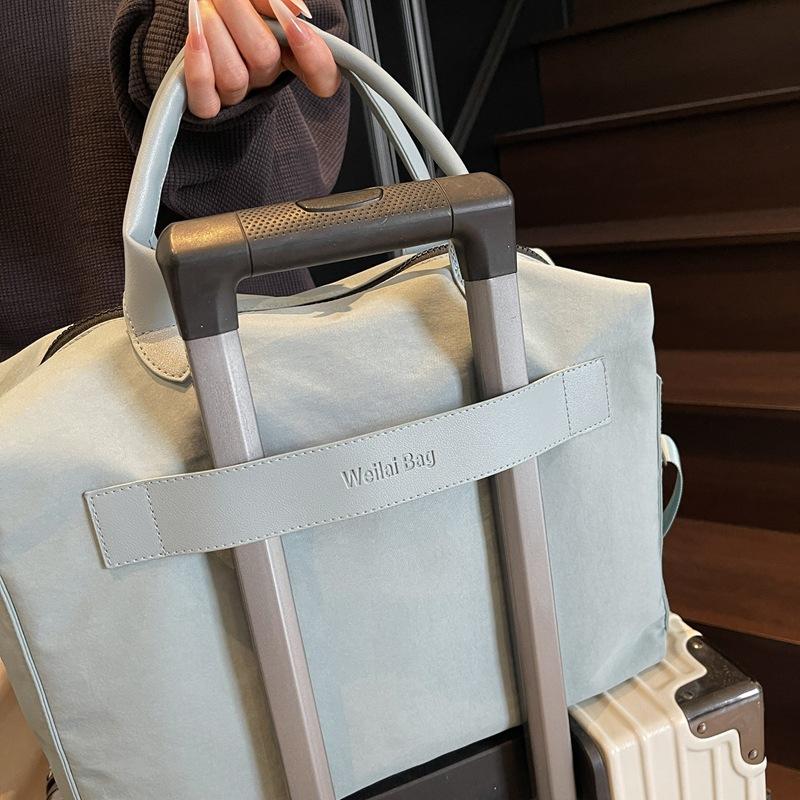 High-value solid color short-distance travel bag, large-capacity wet and dry separation, pull rod luggage boarding fitness yoga bag