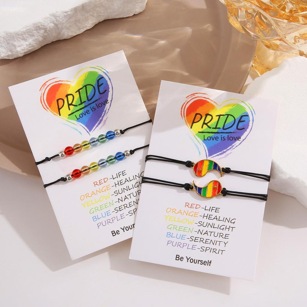 4 pièces/ensemble mode coloré perle Bracelet arc-en-ciel Bagua Couple soeur Bracelets pour femme bijoux accessoires