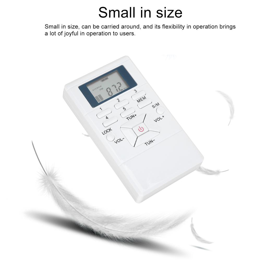 QQT102 Professional Radio Portable FM Stereo Receiver with LCD Display Earphone