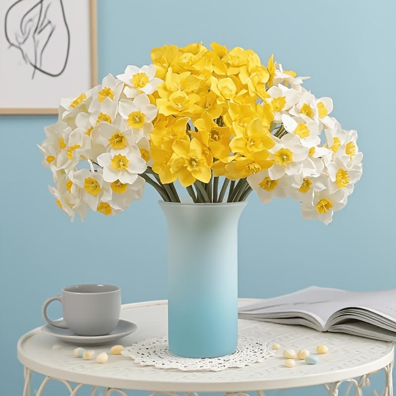Künstliche Blume Osterglocke Seidenblumen Strauß, Frühlingsblume Kunstseide Blumenarrangement, Dekorative Akzente für Zuhause und Büro