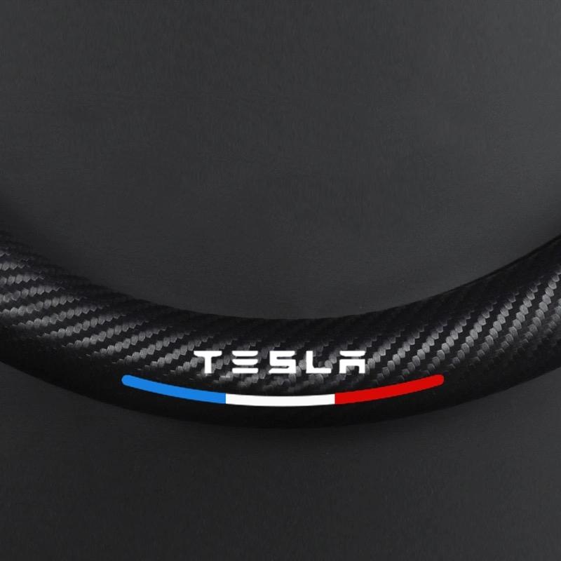 AMX1 DIY Carbon Fiber Leather Car Steering Wheel Covers Luxury Car Steering-wheel Cover For Tesla Model 3 Model X Model S Model Y