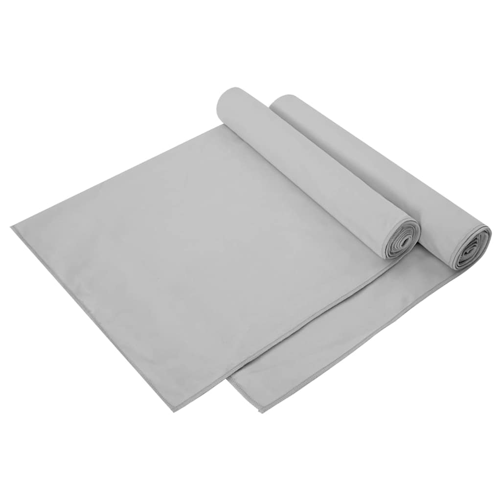 Sports Towels 2 Pcs Grey 140 X 70 Cm Polyester and Polyamide