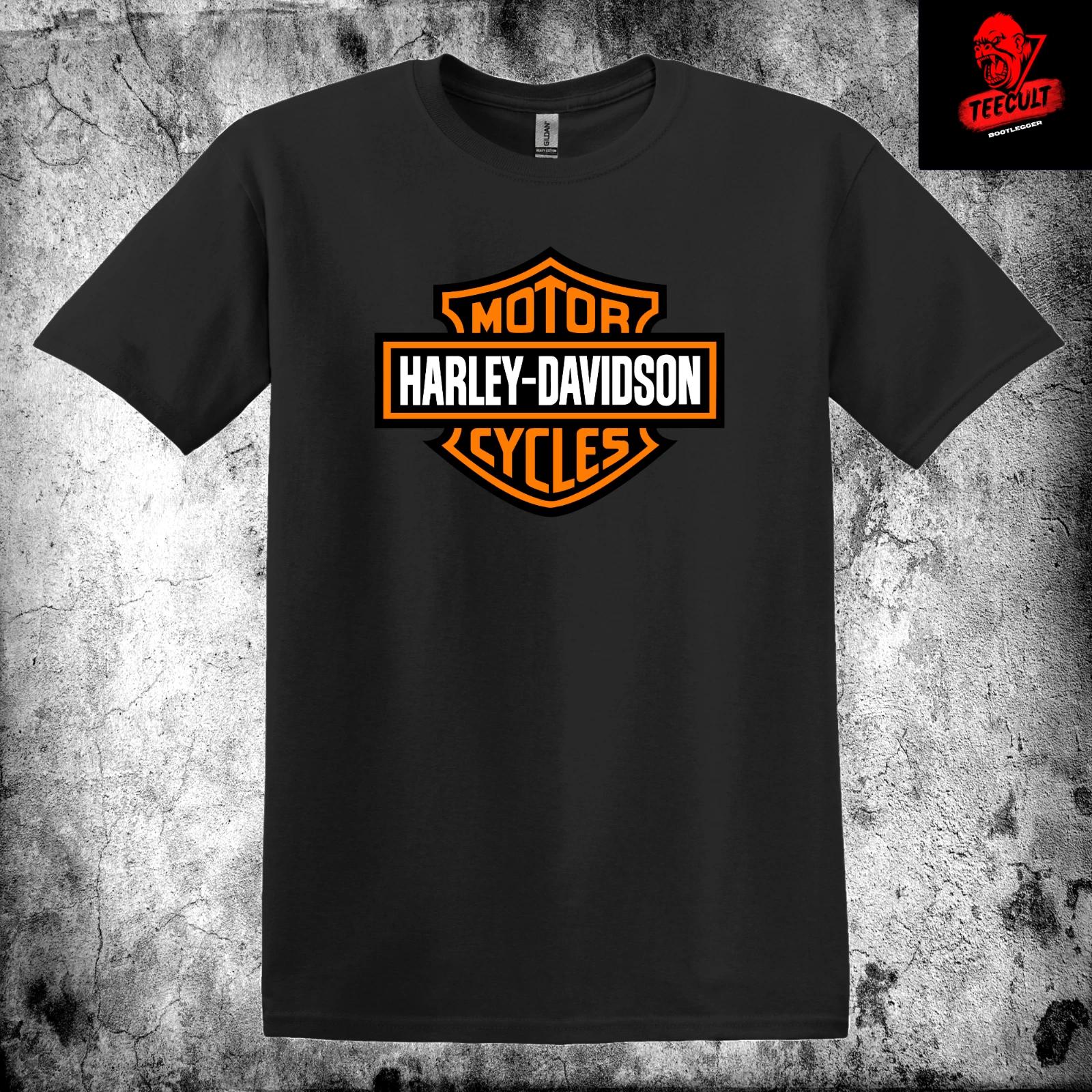 Мужские и Женские Футболки Harley Davidson Мотоциклы Премиум Унисекс Плотный Хлопок Байкерские XS