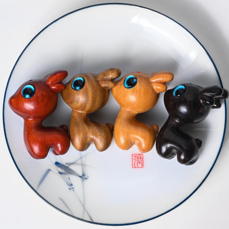 Wooden Cute Cartoon Deer Ornaments Miniature Figurine home Decor DIY Key Chain Accessories Birthday gifts Souvenirs