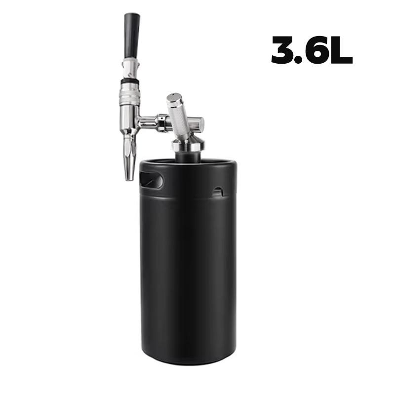 Nitro Cold Brew Coffee Barrel,Stout Beer Coffee Faucet Dispenser,Homebrew Nitrogen Beer Keg Tap Mini Growler Kit, 2L / 3.6L