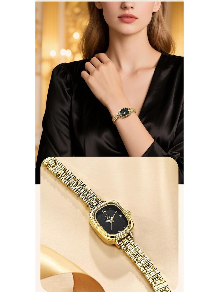 SK Gold Women's Luxury Waterproof Quartz Watch with Steel Band