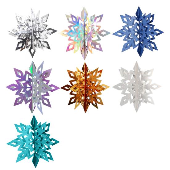 6Pcs Christmas Snowflake Ornaments 3D Large Iridescent Paper Snowflakes Hanging Decoration for Winter Wonderland Christmas Party Holiday New Year Home